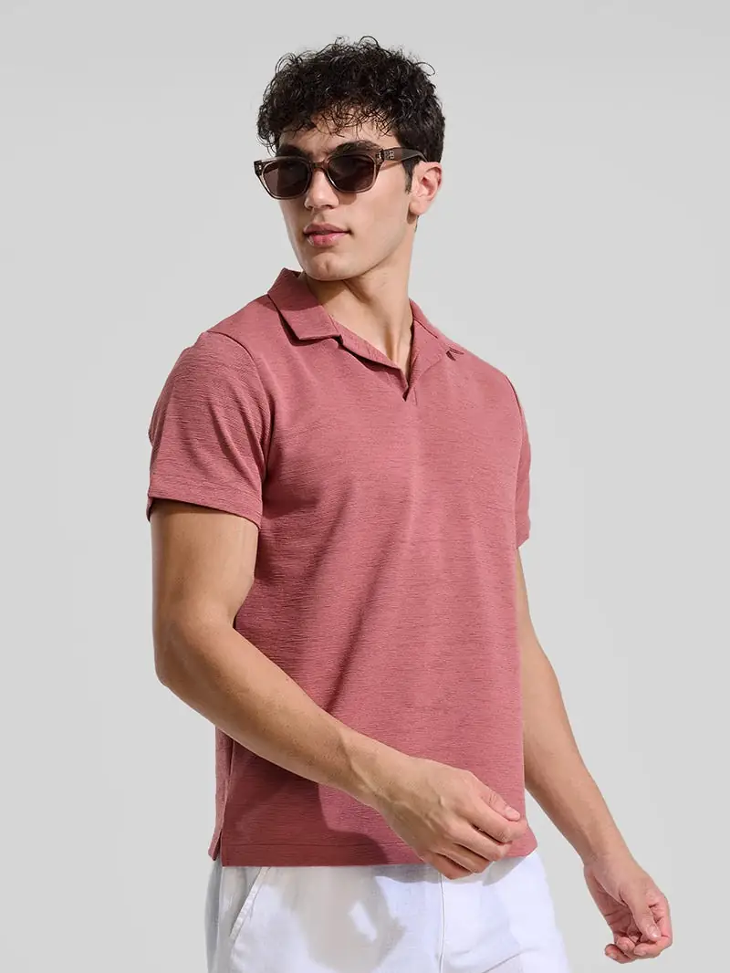 Mauve Textured Pink Tshirt